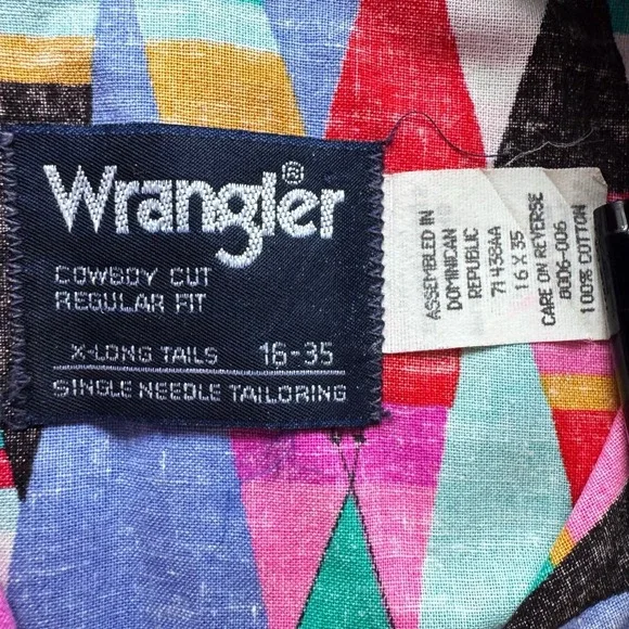Vintage 80s Wrangler Brushpopper Shirt Mens 16-35 Cowboy Cut Teepee Western - Picture 11 of 16
